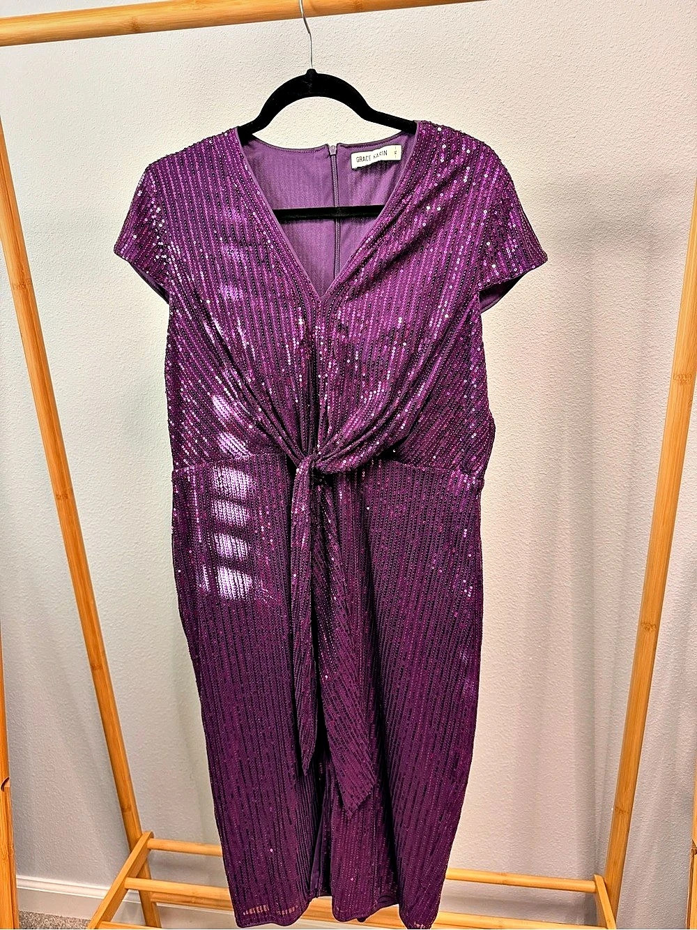 Grace Karin Women's Cap Sleeve Sparkly Sequin Midi Dress Cap Sleeve Sparkly